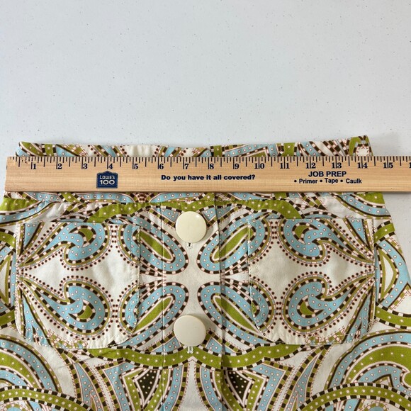 J Crew Trastevere Paisley Mini Skirt Big Buttons Blue Green Cream - Women's 2 - Picture 8 of 11